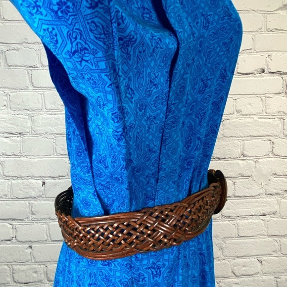 Liz Claiborne Geometric Vintage Shirt Dress Blue size Medium - Picture 5 of 16